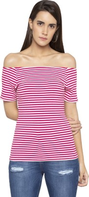 Globus Casual Regular Sleeve Striped Women White, Pink Top