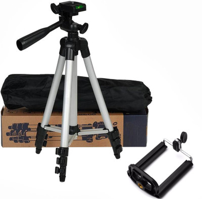 

BUY SURETY Portable & Foldable Lightweight DSLR Camera Stand Tripod-3110 With Three-Dimensional Head & Quick Release Plate For Videos Cameras Camcorders with Mobile Holder Mount For Android Phone Tripod(Silver & Black, Supports Up to 1500)
