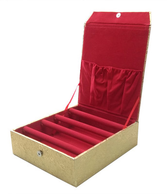 

QTM Wooden Bangle Jewellery Imitation Storage Mini Floral Box 4 Rod, Gold Jewellery Vanity Box(Golden)