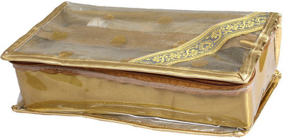 

Pretty Krafts Golden Color Transparent PVC Makeup cum Vanity Box(Golden)