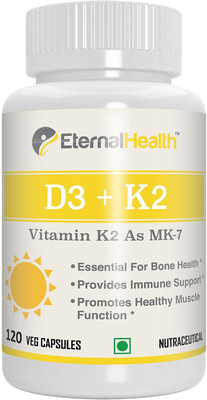 

EternalHealth Vitamin D3 with K2 as MK-7 - Vitamin D 5000 IU & Vitamin K 100 MCG Complex(120 No)