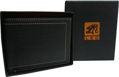 

Leo Men Casual Black Genuine Leather Wallet(8 Card Slots)