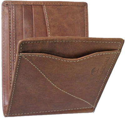 

NUKAICHAU Men Casual Brown Genuine Leather Wallet(8 Card Slots)