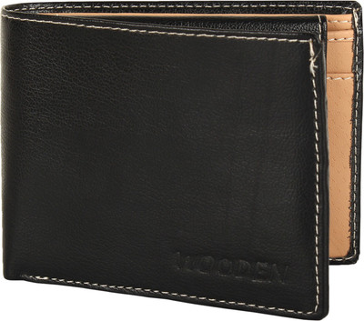 

Wooden Men Casual Black Genuine Leather Wallet(4 Card Slots)
