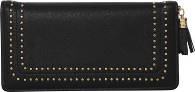 

Bee fashionable Women Evening/Party Black Artificial Leather Wrist Wallet(10 Card Slots)