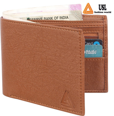 USL Men Formal Brown Artificial Leather Wallet(6 Card Slots)