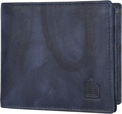 Le Craf Men Casual Blue Genuine Leather Wallet(10 Card Slots)