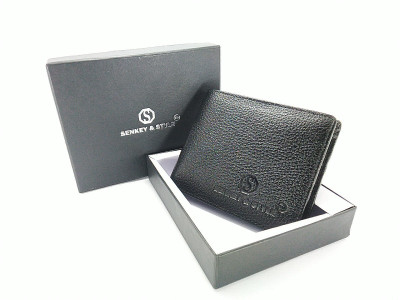 

SENKEY STYLE Men Casual Black Genuine Leather Wallet(5 Card Slots)