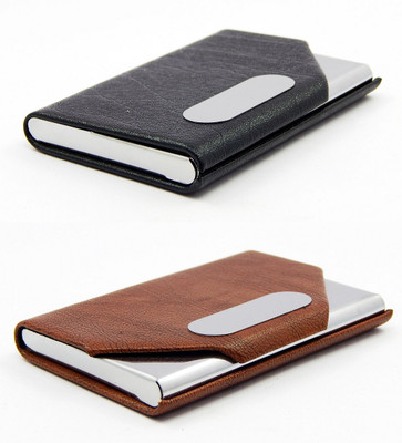 

ELS Men Black, Brown Artificial Leather Card Holder(8 Card Slots)