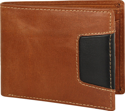

Wooden Men Casual Tan, Black Genuine Leather Wallet(4 Card Slots)