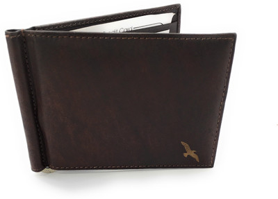 

Ficuster Men Formal Brown Genuine Leather Money Clip(6 Card Slots), Dark brown