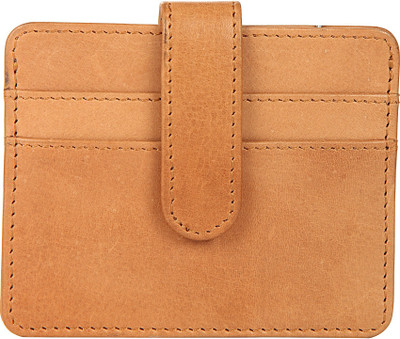 

Leather Zentrum Men Casual Khaki Genuine Leather Card Holder(4 Card Slots), Tan