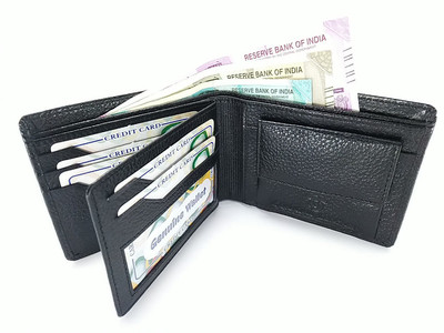 

SENKEY STYLE Men Formal Black Genuine Leather Wallet(6 Card Slots)