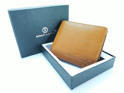 

SENKEY STYLE Men Tan Genuine Leather Wallet(5 Card Slots)
