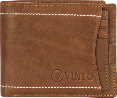 

Vinto Men Casual Brown Genuine Leather Wallet(12 Card Slots), Tan