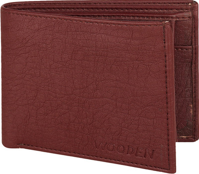 

Wooden Men Casual Maroon Genuine Leather Wallet(4 Card Slots), Brown