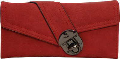 

Bee fashionable Women Red Artificial Leather Wrist Wallet(10 Card Slots), Trendy dark red