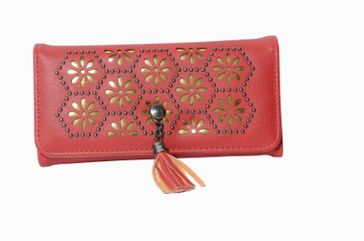 

RR Girls Evening/Party Pink Artificial Leather Wallet(10 Card Slots), Red