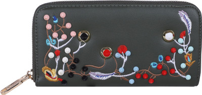 

ELLE Women Evening/Party Grey Artificial Leather Wallet(8 Card Slots), Green