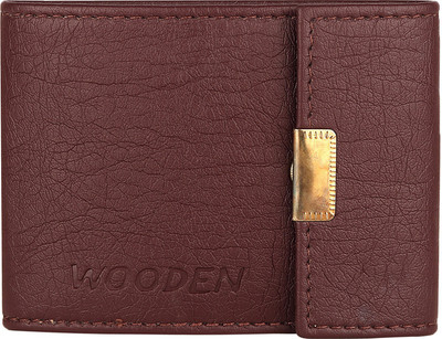 

Wooden Men Brown Genuine Leather Wallet(9 Card Slots)