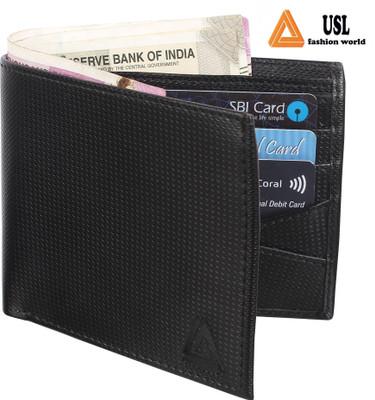 

USL Men Casual Black Genuine Leather Wallet(6 Card Slots)