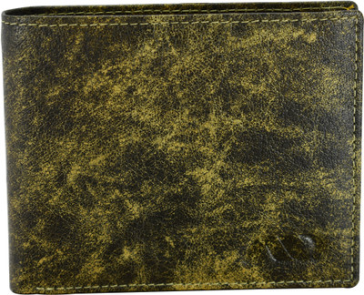 

Annodyne Men Casual Yellow, Black Genuine Leather Wallet(6 Card Slots), Yellow wash leather