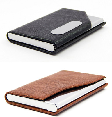 

ELS Men Casual Black, Brown Artificial Leather Card Holder(8 Card Slots)