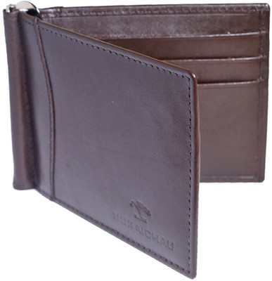 

NUKAICHAU Men Formal Brown Genuine Leather Money Clip(8 Card Slots)
