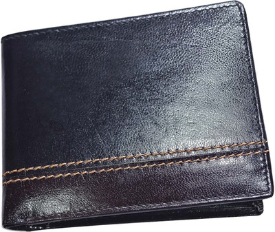 

CUT THE CHASE Men Casual Black Genuine Leather Wallet(6 Card Slots)
