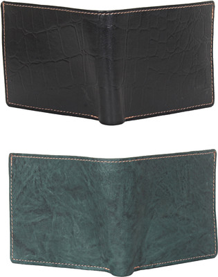 

SS CREATION Men Black, Green Genuine Leather Wallet(4 Card Slots)