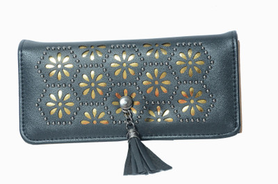 

RR Women Casual Blue Artificial Leather Wallet(10 Card Slots), Black
