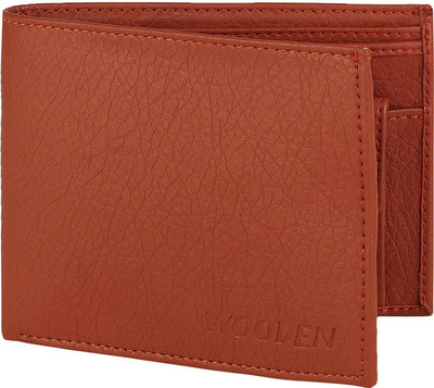 

Wooden Men Casual Tan Genuine Leather Wallet(4 Card Slots)