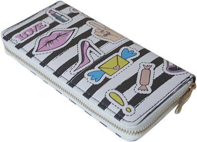 

rosa Women Casual Multicolor Artificial Leather Wallet(8 Card Slots), Black & white