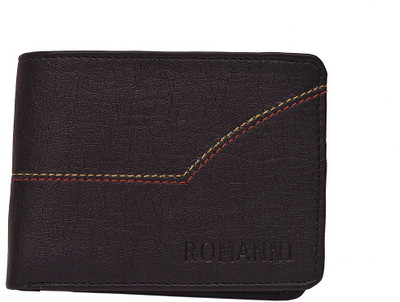 

ROMANNI Men Casual Brown Artificial Leather Wallet(3 Card Slots), Black;tan
