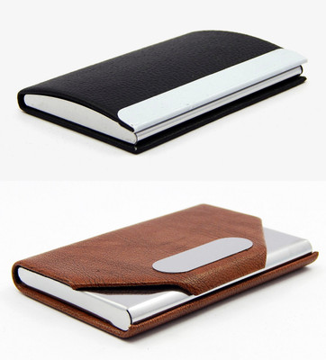 

ELS Men Black, Brown Artificial Leather Card Holder(8 Card Slots)