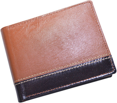 

CUT THE CHASE Men Casual Tan, Black Genuine Leather Wallet(6 Card Slots)