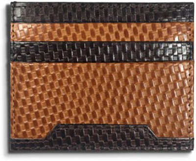 

Firdekho Men Casual Tan, Black Genuine Leather Wallet(6 Card Slots), Chequered tan brown