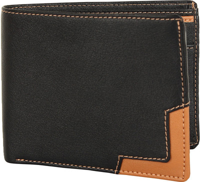 

Wooden Men Casual Black, Tan Genuine Leather Wallet(4 Card Slots)