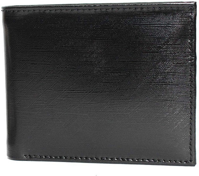 

New Line Men Casual Black Genuine Leather Wallet(6 Card Slots)
