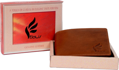

Flaws Men Casual Brown Genuine Leather Wallet(6 Card Slots), Tan