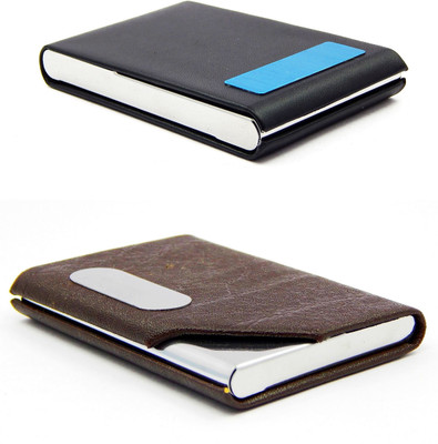 

ELS Men Casual Black, Brown Artificial Leather Card Holder(8 Card Slots)