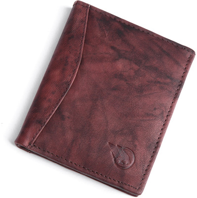 

RUGE Men Brown Genuine Leather Card Holder(7 Card Slots), Light antique brown
