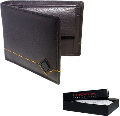 

NUKAICHAU Men Formal Black Genuine Leather Wallet(8 Card Slots), Brown
