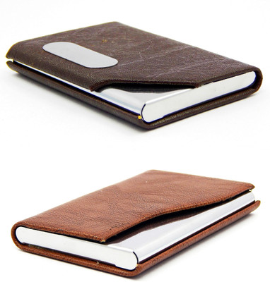 

ELS Men Casual Brown, Tan Artificial Leather Card Holder(8 Card Slots)