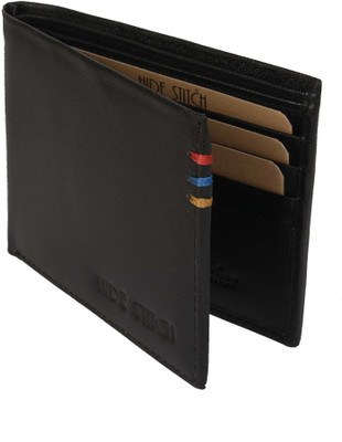 

Hidestitch Men Casual Black Genuine Leather Wallet(7 Card Slots), Black-01