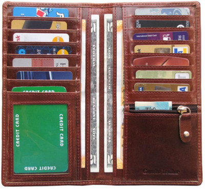 

ABYS Women Maroon Genuine Leather Money Clip(14 Card Slots)