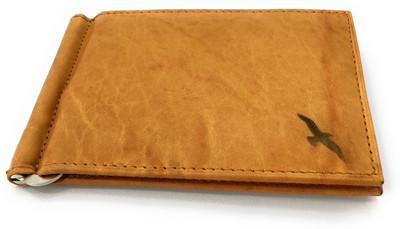 

Ficuster Men Casual Tan Genuine Leather Money Clip(6 Card Slots), Light brown