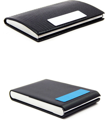 ELS Men Casual Black Artificial Leather Card Holder(8 Card Slots)