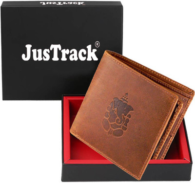 

JusTrack Men Casual Tan Genuine Leather Wallet(8 Card Slots), Brown
