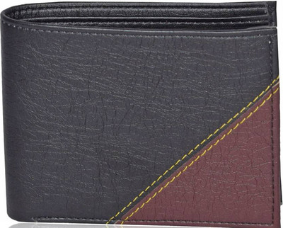 

ARROWBEE Men Casual Maroon, Black Artificial Leather Wallet(5 Card Slots), Black-brown
